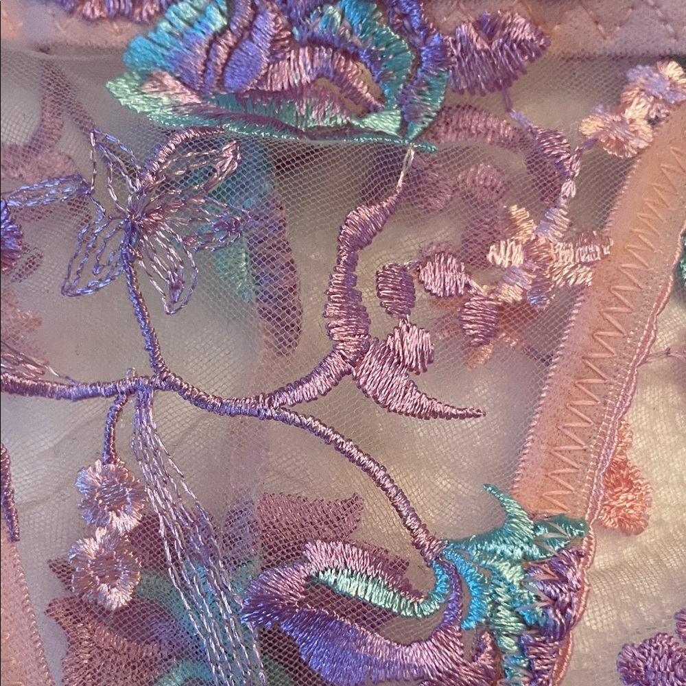NWT La girl Elegant Floral Lace Bra Set - Pastel Pink /lavender /teal size S - Picture 6 of 13